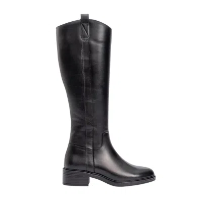 FOREVER & ALWAYS SHOES WOMEN'S ACRO BLACK LEATHER HEELED BOOT