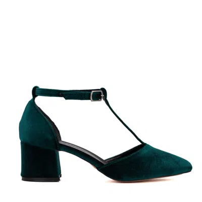 Forever & Always Shoes Women's Anicette - Emerald Green Velvet Shoes In Teal Blue