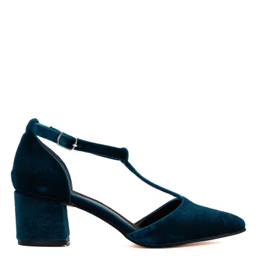 Forever & Always Shoes Women's Anicette - Teal Blue Velvet Pumps
