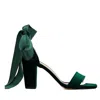 Forever & Always Shoes Women's Ariadne - Green Velvet Sandals With Ribbon