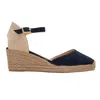 Forever & Always Shoes Women's Blue Aldea Navy Suede Leather Platform Espadrille In Blue