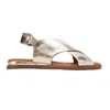 Forever & Always Shoes Broods Elastic Leather Slip On Sandals In Gold