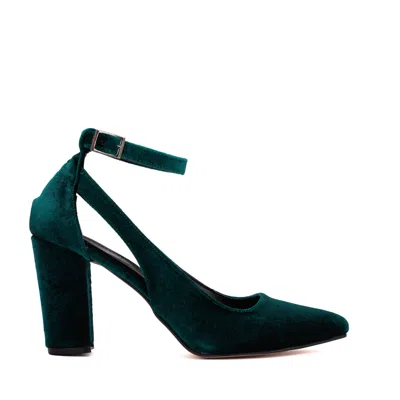Forever & Always Shoes Women's Colette - Emerald Green Velvet Heels