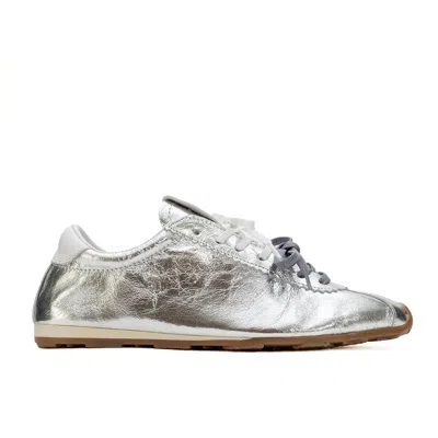 FOREVER & ALWAYS SHOES WOMEN'S CREA - SILVER LEATHER TRAINERS