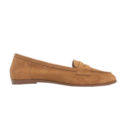FOREVER & ALWAYS SHOES WOMEN'S DOROTHY - COGNAC BROWN SUEDE LEATHER LOAFERS