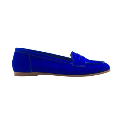 Forever & Always Shoes Women's Dorothy Dark Blue Suede Leather Loafers