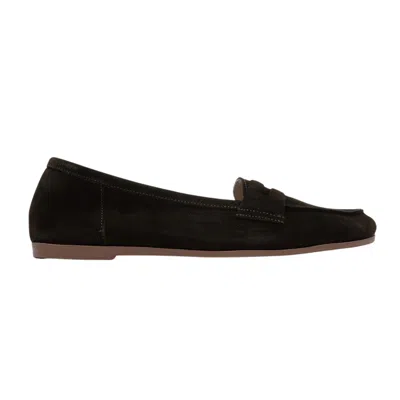 Forever & Always Shoes Women's Dorothy Dark Green Suede Leather Loafers In Black