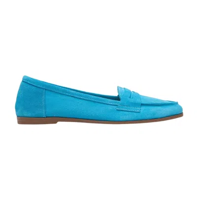 Forever & Always Shoes Women's Dorothy Light Blue Suede Leather Loafers