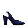 Forever & Always Shoes Women's Emma - Dark Blue Velvet Slingback Shoes In Blue