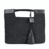 Forever & Always Shoes Women's Gabriella - Black Hand Woven Shoulder Bag With Leather Straps