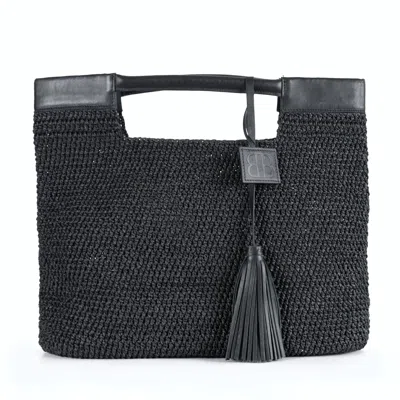 Forever & Always Shoes Women's Gabriella - Black Hand Woven Shoulder Bag With Leather Straps