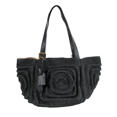 Forever & Always Shoes Women's Giorgia - Black Woven Shoulder Bag With Leather Straps