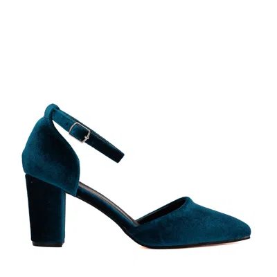 Forever & Always Shoes Women's Gisele - Teal Blue Velvet High Heels