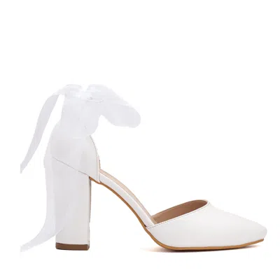 Forever & Always Shoes Women's Gisele - White Bridal Shoes With Ribbon
