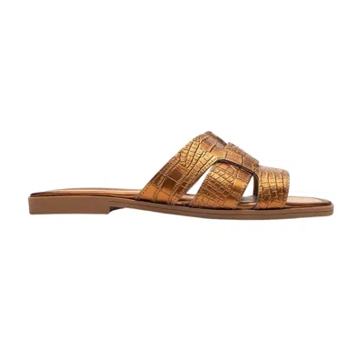 Forever & Always Shoes Women's Gold Notre Bronze Leather Slide Sandal