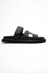 Forever & Always Shoes Loana Leather Slide Sandal In Black