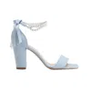 Forever & Always Shoes Women's Melissa - Blue Suede Sandals With Pearls In Baby Blue Suede