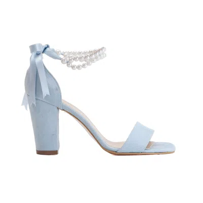 Forever & Always Shoes Women's Melissa - Blue Suede Sandals With Pearls In Baby Blue Suede