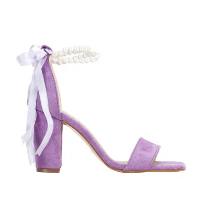 Forever & Always Shoes Women's Melissa Purple Suede Sandals With Pearls