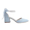 Forever & Always Shoes Women's Miranda - Baby Blue Pumps With Pearls In Baby Blue Suede