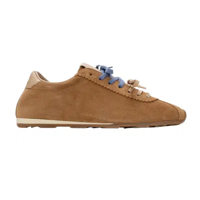 FOREVER & ALWAYS SHOES WOMEN'S NEUTRALS CREA COGNAC SUEDE LEATHER SNEAKERS