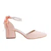 Forever & Always Shoes Women's Neutrals Miranda - Coral Pink Shoes With Pearls In Coral Suede