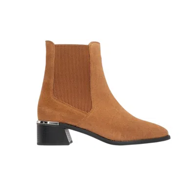 Forever & Always Shoes Women's Neutrals Neiva Cognac Brown Suede Leather Chelsea Boot In Multi
