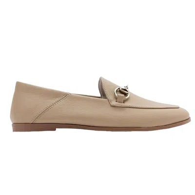 Forever & Always Shoes Women's Neutrals Penny - Dark Beige Leather Horsebit Loafers In Beige/black