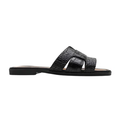 Forever & Always Shoes Women's Notre Black Leather Slide Sandal