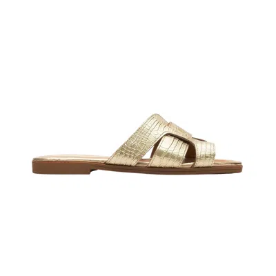 Forever & Always Shoes Women's Notre Gold Leather Slide Sandal