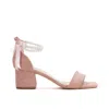 Forever & Always Shoes Women's Pink / Purple Illy - Dusty Pink Suede Sandals With Pearls