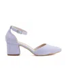 Forever & Always Shoes Marcelle Low Block Heel Pumps In Purple