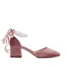 Forever & Always Shoes Women's Pink / Purple Miranda - Rose Velvet Low Heels With Pearls