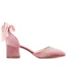 Forever & Always Shoes Women's Pink / Purple Marcelle - Rose Velvet Low Heels With Ribbon In Pink/purple