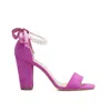 Forever & Always Shoes Women's Pink / Purple Melissa - Fuchsia Suede Sandals With Pearls