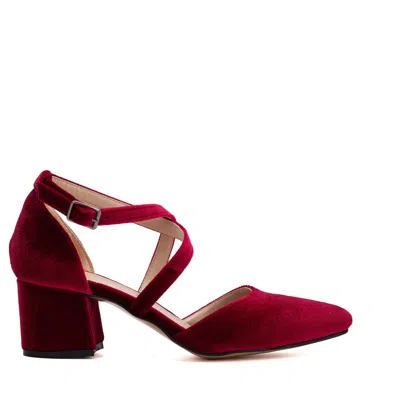 Forever & Always Shoes Women's Red Dolly - Burgundy Velvet Low Heels