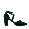 Forever & Always Shoes Dolly Low Block Heel Pumps In Green