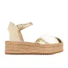 Forever & Always Shoes Women's Viba - Gold Leather Espadrilles In Gold