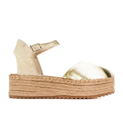 Forever & Always Shoes Women's Viba - Gold Leather Espadrilles