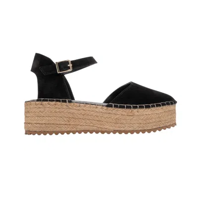 Forever & Always Shoes Women's Viba Black Suede Leather Espadrilles