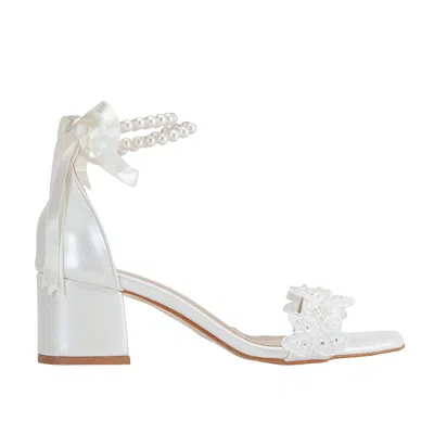 Forever & Always Shoes Women's White Amber Ivory Lace Bridal Sandals With Pearls