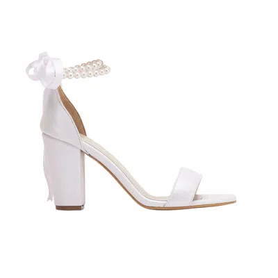 Forever & Always Shoes Women's White Dina Ivory Bridal Leather Sandals With Pearls