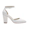 Forever & Always Shoes Women's White Gilda Ivory Leather Bridal Heels With Pearls In White