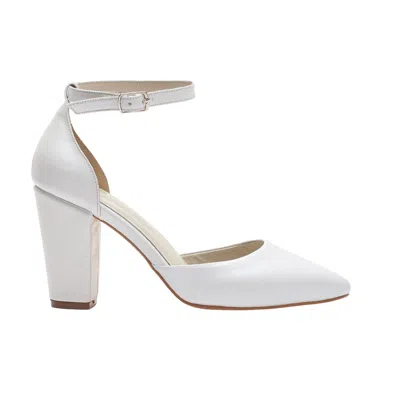 Forever & Always Shoes Women's White Gilda Ivory Leather Bridal Heels With Pearls
