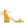 Forever & Always Shoes Women's Yellow / Orange Illy - Mustard Yellow Pumps With Pearls In Yellow/orange