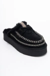 Forever & Always Shoes Yalina Leather Platform Moccasin Slippers In Black