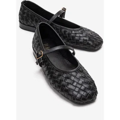 Forever & Always Shoes Yevora Leather Woven Strap Ballet Flat In Black