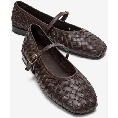 Forever & Always Shoes Yevora Leather Woven Strap Ballet Flat In Brown