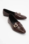 Forever & Always Shoes Zarina Pointed Toe Leather Flats In Burgundy Brown Leather