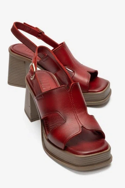 Forever & Always Shoes Zennia Leather Platform Sandal In Red